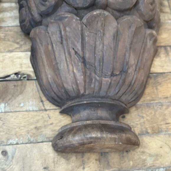 Antique Wooden Architectural Wall Shelf Sconce Hand Carved Primitive Set Of Two - Picture 5 of 16